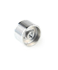 No Sweat Marine Steering Wheel Hub Adapter Fits 5 Or 6 Bolt Aftermarket Wheels Slick Polished Billet Aluminum close-up view.