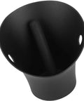 Built Tough Stainless Steel Coffee Knock Box With Non Slip Base And Deep Flared Opening Heavy Duty Espresso Percussion Bin, top view.