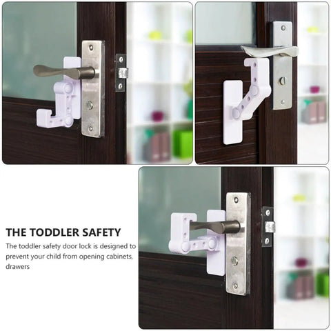 Kid Proof Door Lock For Cabinets And Refrigerators Easy To Use White Plastic Lever Lock That Keeps Curious Little Ones