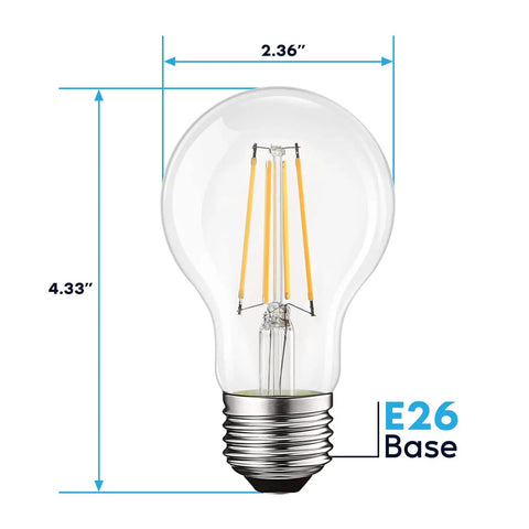 Vintage A19 LED Light Bulbs 60W Equivalent 3000K Soft White Dimmable 800 Lumens Edison Style Energy Efficient Bulbs with E26 Base