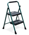 Five Foot Folding Step Ladder With Wide Anti Slip Pedals, Heavy Duty Steel Build, 500 Pound Capacity, Green