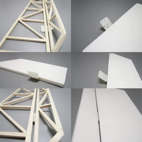 24 Pack Pinned Nylon Hinges For RC Aircraft And Fixed Wing Models, 16x29 Mm showing installation on model airplane parts.