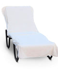 Spa Quality Pool Lounge Chair Cover Fitted 90 Inch By 29 Inch Solid Terry Cloth 100 Percent Ring Spun Turkish Cotton Soft Absorbent White OEKO-TEX Certified Premium Resort Grade Beach Chair Cover For Hotel Spa Vibes And Poolside Chill on a chair