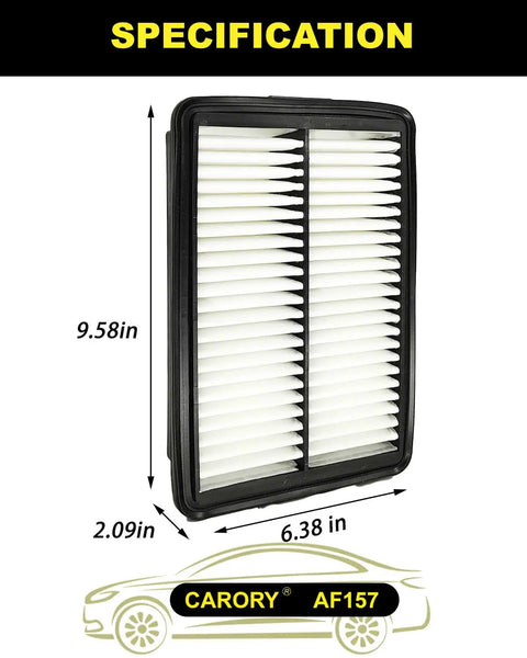 Beefed Up Engine Air Filter Replacement Fits Hyundai Elantra 2017 to 2020 Elantra GT 2019 to 2020 Kona 2018 to 2023 Veloster 2019 to 2021 and Kia Forte 2019 to 2024 Forte5 2020 to 2024 Soul 2020 to 2025 OE 28113F2000 dimensions 9.58x6.38x2.09