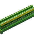 DIN Rail Mount 30-Position Screw Terminal Block Distribution Module With 24A Per Position, 400V Rating, 5.0mm Pitch, green module