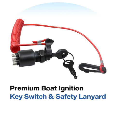 Boat Ignition Key Switch With Safety Lanyard For Johnson Evinrude OMC Outboard Motors 40 200HP Replacement