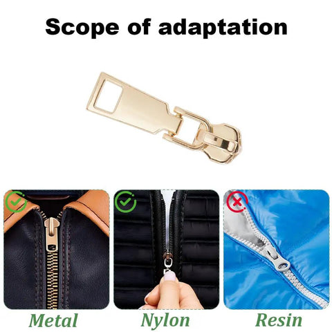 Metal Zipper Repair Kit With Detachable Zip Heads And Screwdriver Stainless Steel Zipper Pull Replacement Accessories