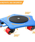 Beefed Up Heavy Duty Machinery Skates Haul Up To 8800 Lbs With Five 360 Degree Swivel Rollers For Easy Industrial Transport in Blue