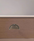 Antique Bronze Lion Head Cabinet Pulls 2.75 Inch Vintage Half Round Dresser Handles For Wardrobe Cupboard Drawer Hardware Set Of 2 Durable Anti Corrosion Material Great For Cabinet Upgrades installed on wooden drawer.