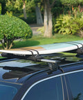 Soft Roof Rack Pads With Two 15 Ft Tie Down Straps for surfboard on car, durable waterproof 600D polyester padding, black pair