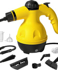 Heavy Duty Handheld Steam Cleaner For Home And Cars Pro Level Multi Surface Vapor Tool, yellow steam cleaner with accessories.