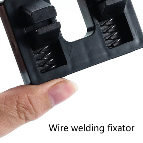 Solid Wire Welding Clamp With Adjustable Helping Hands For High Temp Resistant Cable Soldering, held in hand, showcasing tight grip feature.