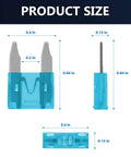 Diagram showing size dimensions of a 10A mini blade fuse from the 120Pcs Car Fuse Kit With Tester And Puller Dope Mini Blade Fuses Assortment Set 12V Upgraded Automotive Fuse Kit For RVs Trucks SUVs Boats Motorcycles 2A To 35A