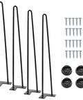 28 Inch Metal Hairpin Table Legs Set Of 4 For DIY Coffee Tables Desks Nightstands Built To Last Heavy Duty Iron Industrial Black Powder Coated Finish With Protective Feet And Mid Century Modern Style