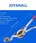 3/4 Ton Capacity Rope Puller With 100 Feet Of 0.6 Inch Rope Come Along Winch For Tree Felling and Heavy Lifting