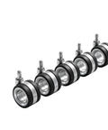 Five Pack M11 Stem Snap Ring Replacement Casters For Gaming Chairs With Silent Tpu Build and 360 Swivel wheels design.