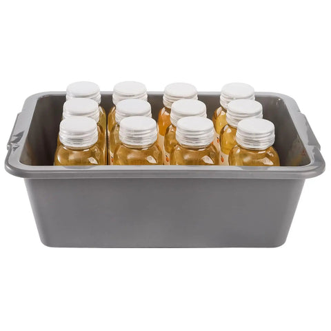 Six Pack Plastic Bus Tubs 8L Capacity For Restaurant And Food Service Use filled with bottles shown