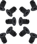 Ten black VPZMT .500 grip aluminum Dzus button flush Allen-head quarter-turn fasteners.