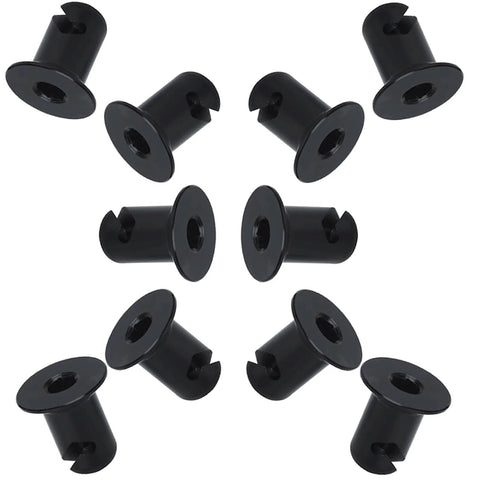 Ten black VPZMT .500 grip aluminum Dzus button flush Allen-head quarter-turn fasteners.