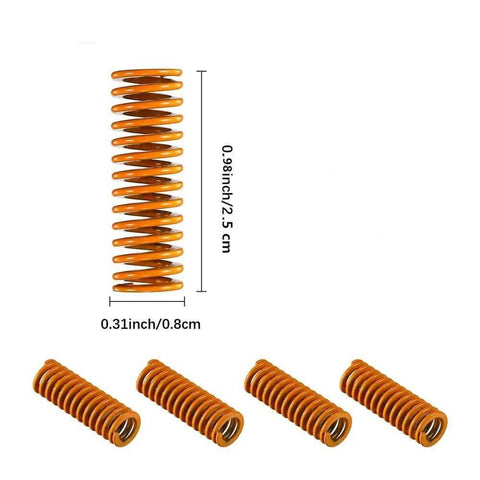 Four orange springs for 40mm Hand Twist Leveling Nut Kit Set Of Four For 3D Printers With Bed Spring Compressors And M4X40 Screws