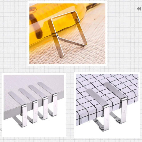 Heavy Duty Outdoor Tablecloth Clips Set Flexible Stainless Steel Picnic Table Clip Holders For Tables Up To Two Inches Thick