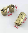 Durable Copper Barrel Concealed Hinges Set For Cabinets And Furniture 12mm 180 Degree Hidden Brass Hinge With Adjustable Screws