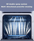 Inside view of Hassle Free 22 Inch Countertop Dishwasher With No Hookup Setup And Built In Tank showing the 6D double spray system.