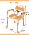 Heavy Duty Indoor Shower Chair With Non Slip U Shaped Seat, Easy Sit Stand Aid For Elderly And Disabled with dimensions displayed