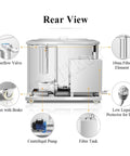 Heavy Duty Ultrasonic Cleaner With Digital Timer And Beefy Motor For Parts Washing Machine showing rear view with components labeled.