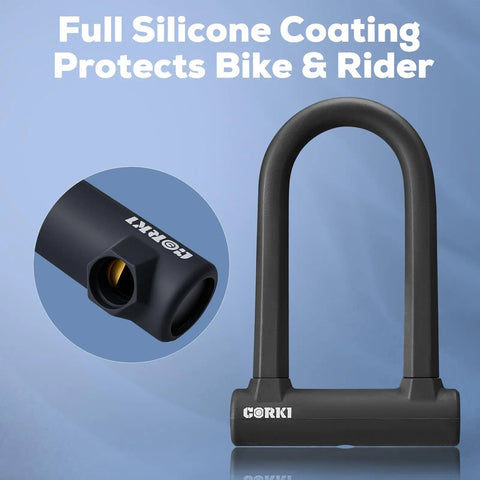 Beefed Up Bike Lock With 5 Foot Security Cable And 17mm U Lock Shackle For Electric Scooters Bicycles Ebikes And Motorcycles Mounting Bracket And Keys Lightweight Scratch Resistant Silicone Sleeve Keeps Your Frame Safe