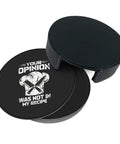 Leather Coaster Set With Holder 6-Piece Absorbent PU Leather Drink Coasters For Home Bar Weddings Office Table Protection And Party Decor