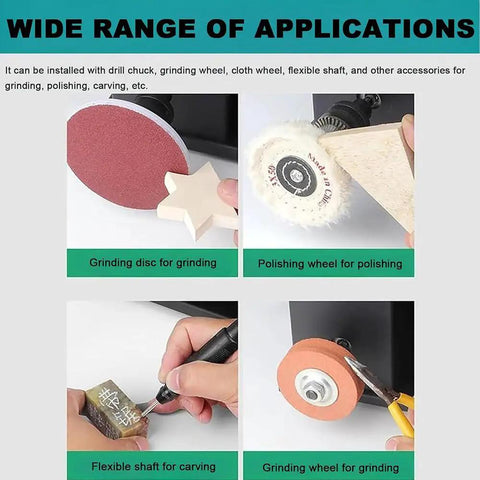 Powerhouse 800W Pure Copper Benchtop Bandsaw applications: grinding, polishing, carving with accessories for workshop use