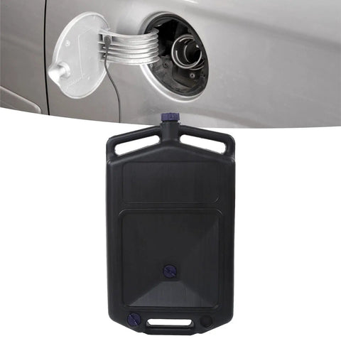 Get This Pro 8L Low Profile Oil Drain Pan For Car And Motorcycle Service With Huge Capacity To Handle Coolant Antifreeze And All Fluids During Garage Maintenance Without The Messy Overflow Hassles placed near a gas tank.