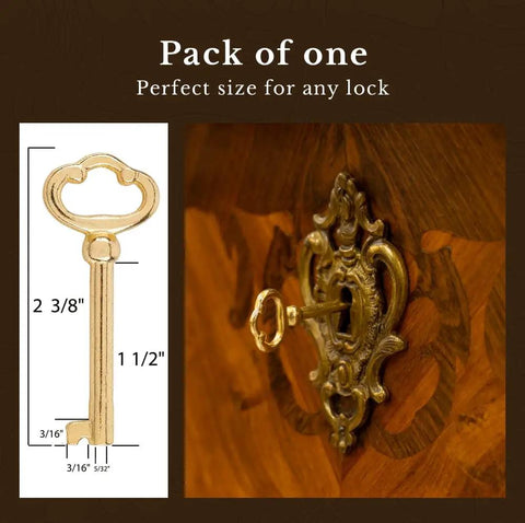 Totally Authentic Hollow Barrel Skeleton Key With Glossy Brass Plating And Heavy Duty Zinc Core Works Like A Charm On Antique Dresser Drawers Wooden Cabinet Doors And Traditional Grandfather Clocks