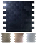 10-Sheet Peel And Stick Metal Backsplash Tiles In Brushed Aluminum Self Adhesive Subway 3D Wall Sticker For Kitchen And Bathroom No Grout Needed DIY Friendly Install Black Brushed Finish displayed in front view with color options.