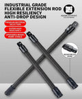 One Half Inch Flexible Socket Drill Bit Shaft Extension And Wrench Extender For Impact Drills And Torque Adapters 360 Degree Bendable Flex Rod Tools Long Reach Bar Set Six Pack with high resiliency and reinforced head