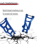 Aluminum Front And Rear Suspension A Arms Upgrade Kit For 1 By 10 Rustler VXL XL 5 And Stampede VXL XL 5 2WD With Tie Bar Replacement 3631 3655 Navy Blue showcasing crash resistance.