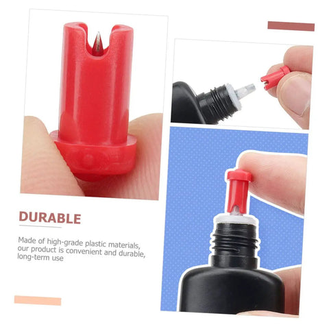 100 Pack Precision Eyelash Glue Bottle Nozzle Pins Anti Clog Plastic Tips Fits Standard Cosmetic Bottles, red plastic tip shown