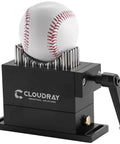 Front view of Flexible Fixture Clamp For CNC Laser Marking Machines holding a baseball, showcasing black anodized aluminum shell.
