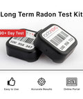 Radtrak³ Home Radon Detector For Long Term Testing 90 Days To 1 Year, two black square detectors with labels