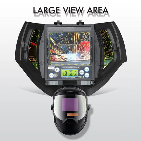 Auto Darkening Welding Helmet With Side View 180 Degree Panorama True Color Shield Arc Sensor Technology with large view area