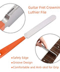 17Pcs Guitar Fret Repair Kit with crowning file showing safety edge and groove design on fretboard