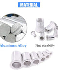 160 Piece Aluminum Alloy Flat Head Rivet Nut Kit M3 M4 M5 M6 M8 M10 Threaded Nutserts shown with aluminum rods