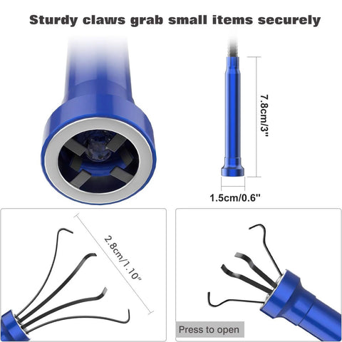 Housolution magnetic four-claw grabber tool with LED light, blue bendable reacher for home use (Amazon)