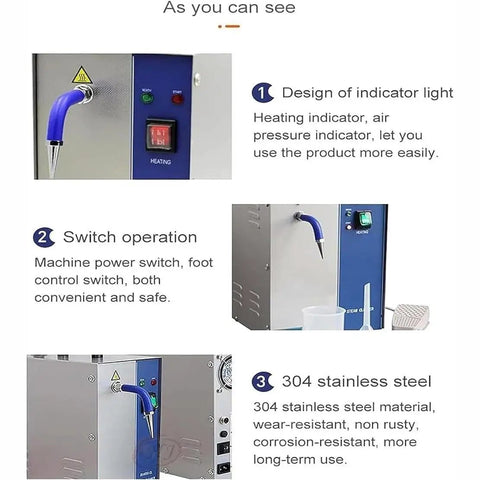 Professional Grade 304 Stainless Steel Jewelry Steam Cleaner And Gem Washer With Switchable Wattage And Generous Two Liter Tank To Knock Out Stubborn Residue From Rings Watches And Specs Swift, showing indicator light and switch operation.