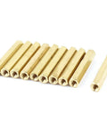 Premium Brass Hex Standoff Spacers M3 X 30mm Female To Female Thread Mounting Kit For Pc Mods And Electronics 10 Pack, hex standoffs arranged.