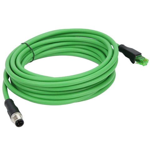 Industrial Cat6 RJ45 Ethernet Patch Cord 5m IP67 Tough 24 AWG Cable for Factory Automation and Control Cabinets High Speed Data Link for Machinery and Industrial Equipment Rugged Built For The Shop Floor Industrial Grade Performance, green cable coiled