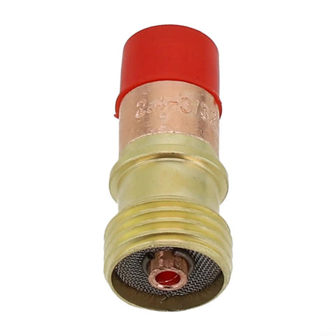 Brass Collet Body For Stubby Gas Lens Connector With Mesh Fits WP 17 18 26 Torch, detailed view showing mesh design and durable build.