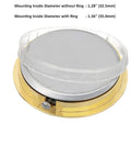 Mini Clock Insert 1 7/16 Inch Quartz Movement With White Dial, Gold Tone Bezel And Arabic Numerals, side view with dimensions