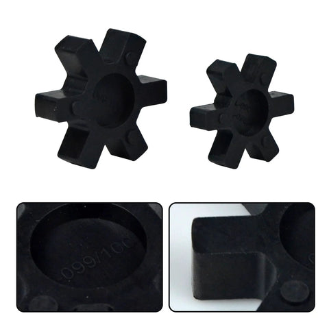Two black NBR rubber spider inserts for L-Jaw coupler (L090/L095), solid center, 2-pack